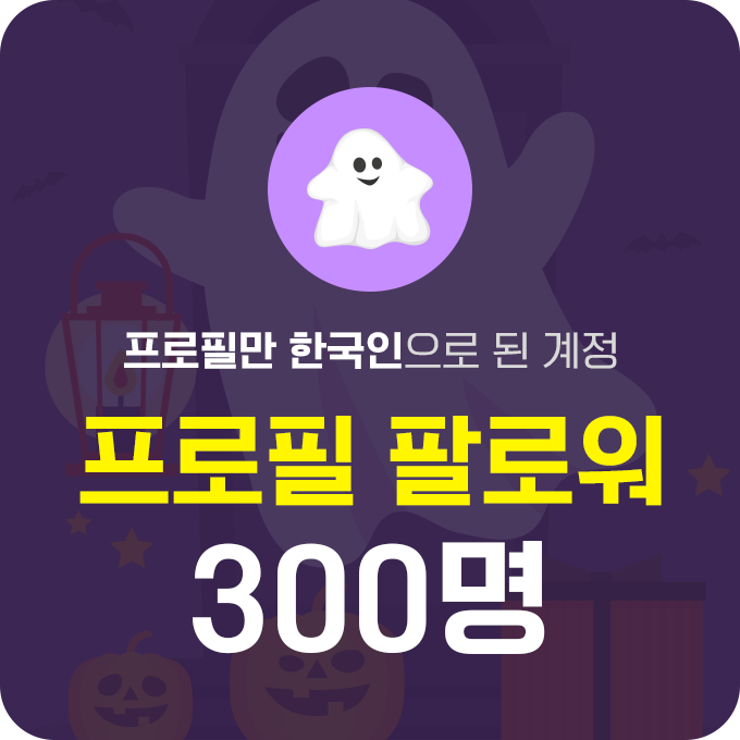 한국인 프로필 인스타 팔로워 늘리기(유령) - 300명 구매